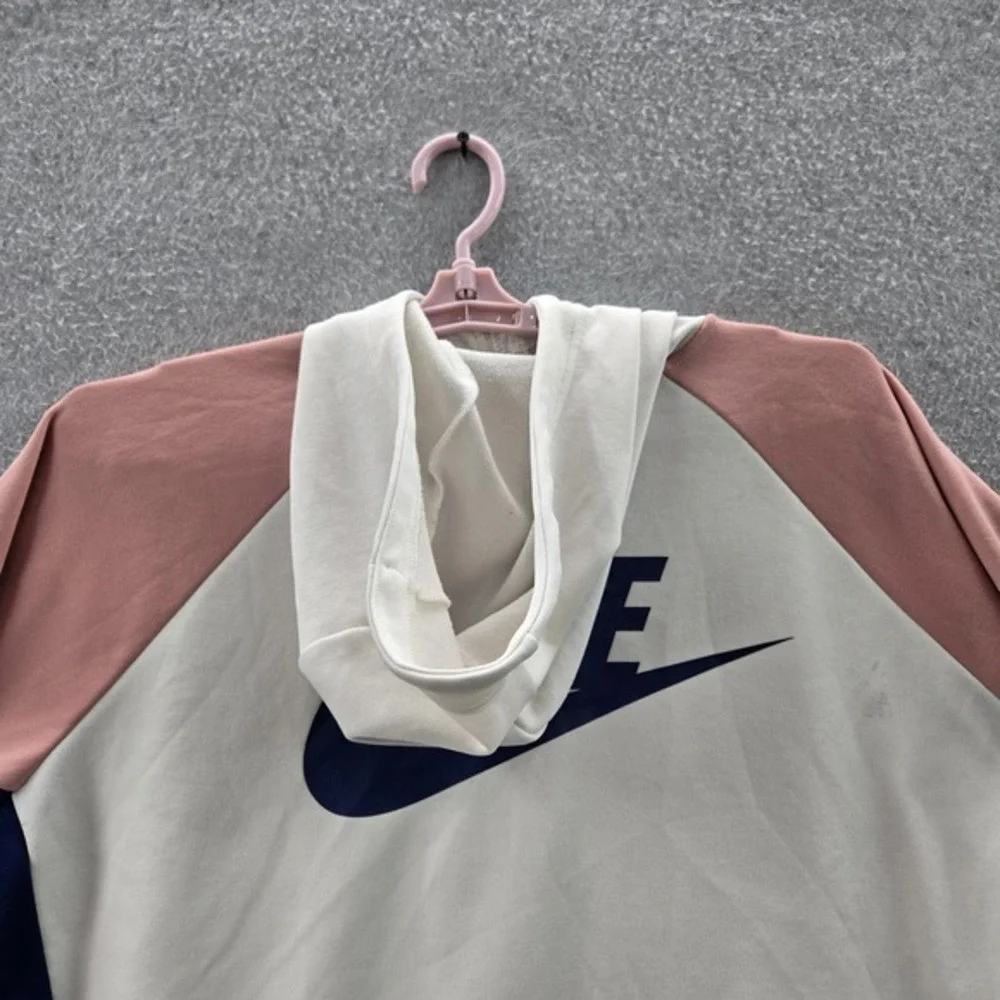Nike Women‎  Hoodie XL White Colorblock Swoosh AR6215-133 Logo Zipper READ